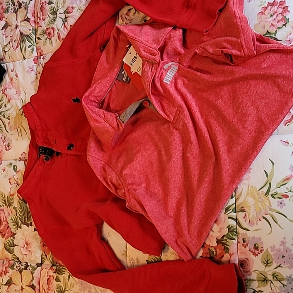 Lot of 2 - Polo & puma boys red shirts - medium - M .